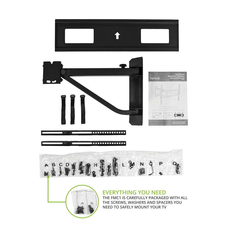 Kanto Telescoping Corner TV Mount for 40-inch to 60-inch TVs - Black