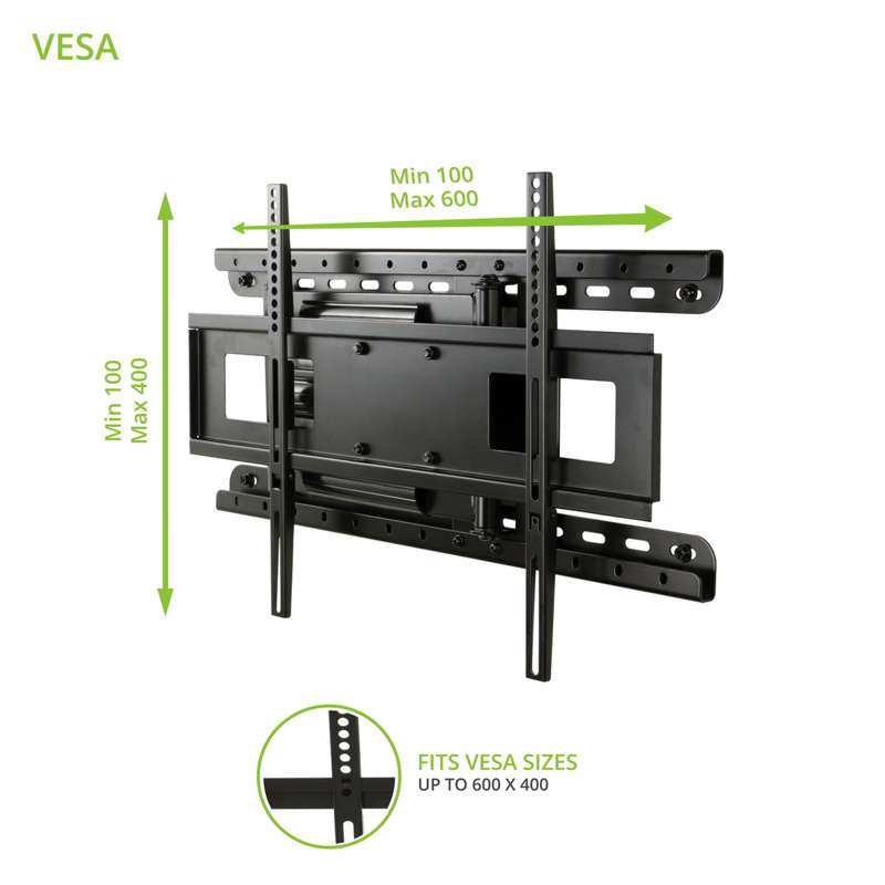 Kanto Full Motion Mount with Adjustable Pivot Point for 30-inch to 60-inch TVs - Black