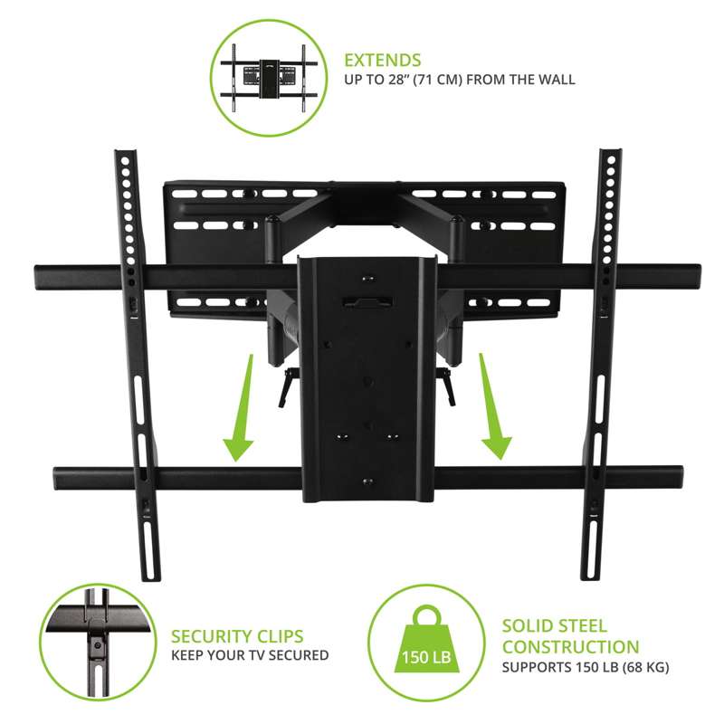 Kanto Full Motion TV Wall Mount for 50" - 100" TVs, Black