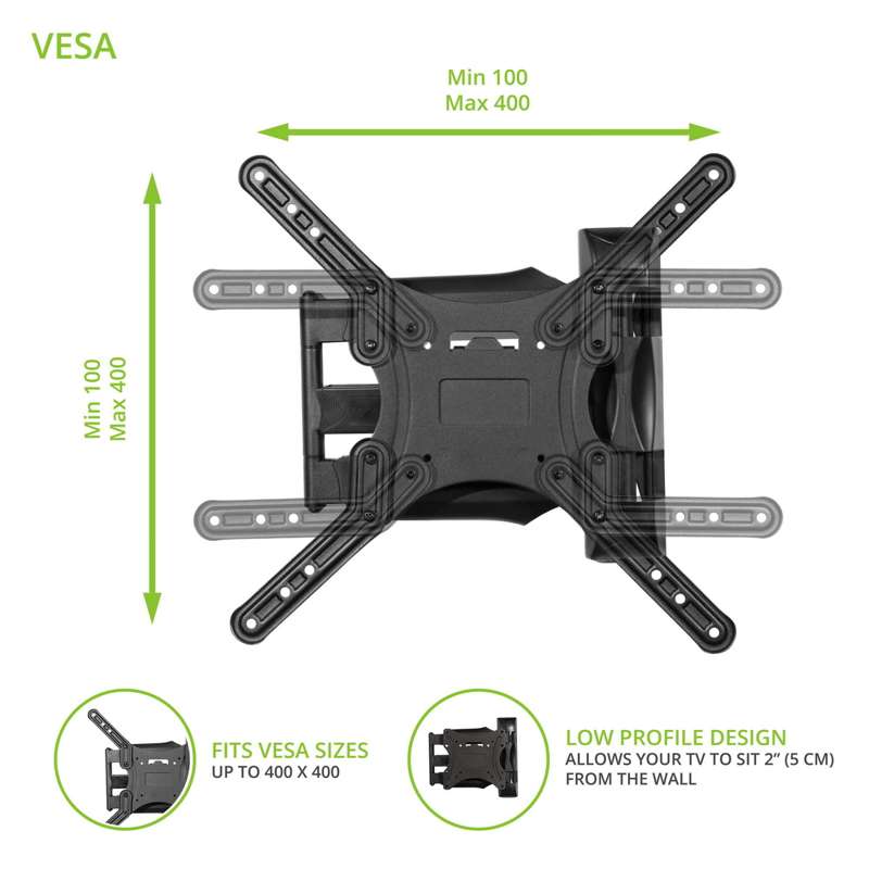 Kanto Full Motion Mount for 26-inch to 55-inch TVs - Black