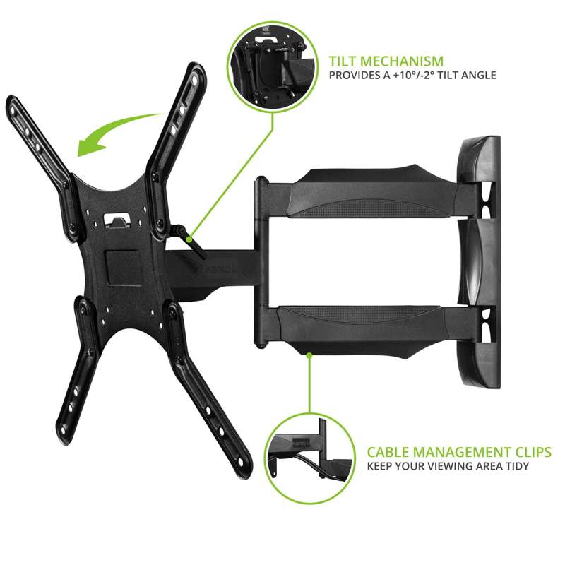 Kanto Full Motion Mount for 26-inch to 55-inch TVs - Black