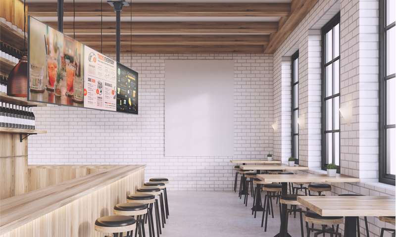 Kanto Menu Board Ceiling Mount System with Tilting Arms for 40-Inch to 60-Inch TVs (2 wide, 1 high, 1 sided)