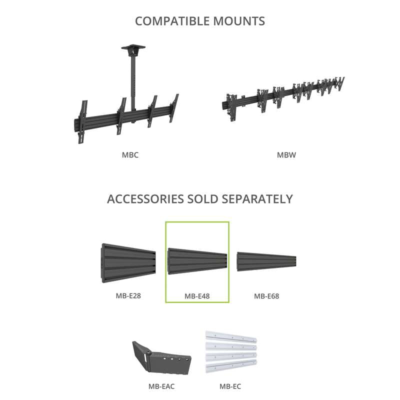 Kanto Extrusion for MBC and MBW Menu Boards, 48 cm