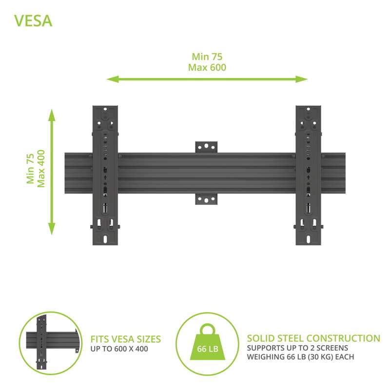 Kanto Menu Board Wall Mount System with Tilting Arms for 40" - 60" TVs