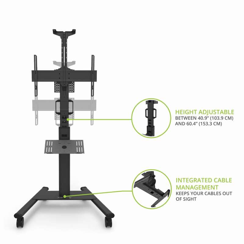 Kanto Rolling TV Stand with Keyboard Tray for 37-inch to 77-inch TVs - Compatible with Logitech Tap and Rally Bar Conferencing Device