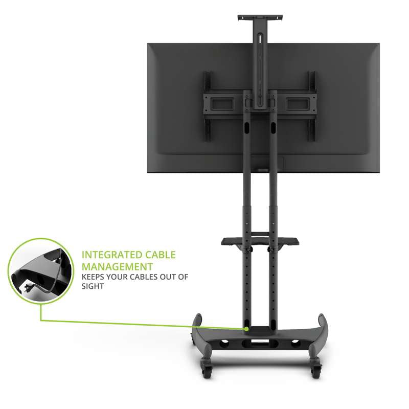 Kanto Rolling TV Stand for 37-inch to 65-inch TVs and Interactive Displays - Black