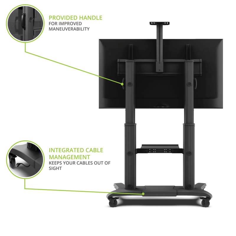 Kanto Mobile TV Mount - Aluminum Base - with Adjustable Shelf for 60-inch to 100-inch TVs