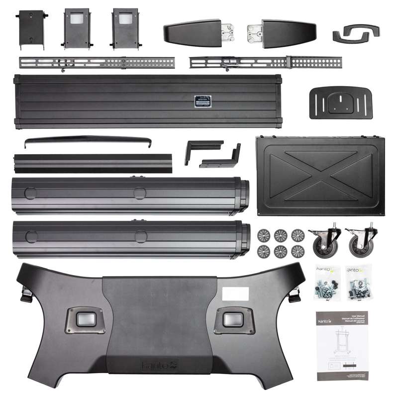 Kanto Mobile TV Mount - Aluminum Base - with Adjustable Shelf for 60-inch to 100-inch TVs