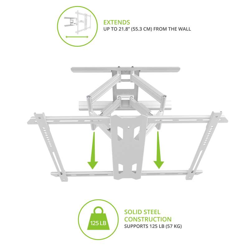 Kanto Full Motion TV Wall Mount for 37-inch to 75-inch TVs - White