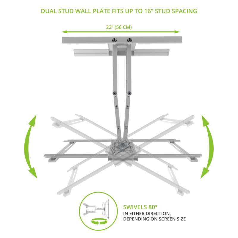 Kanto Full Motion TV Wall Mount for 37-inch to 75-inch TVs - White