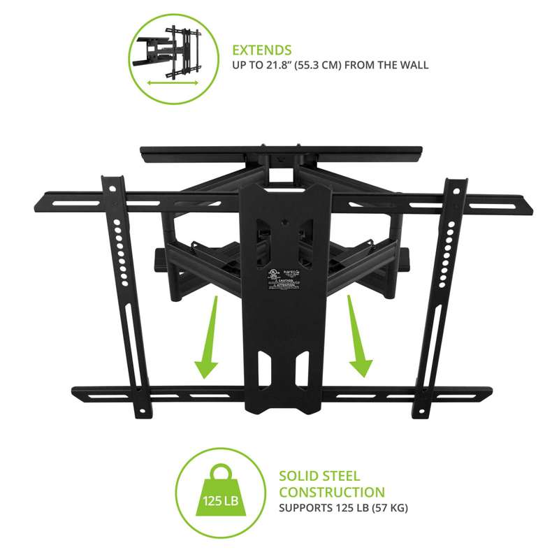 Kanto Full Motion TV Wall Mount for 37-inch to 75-inch TVs - Black