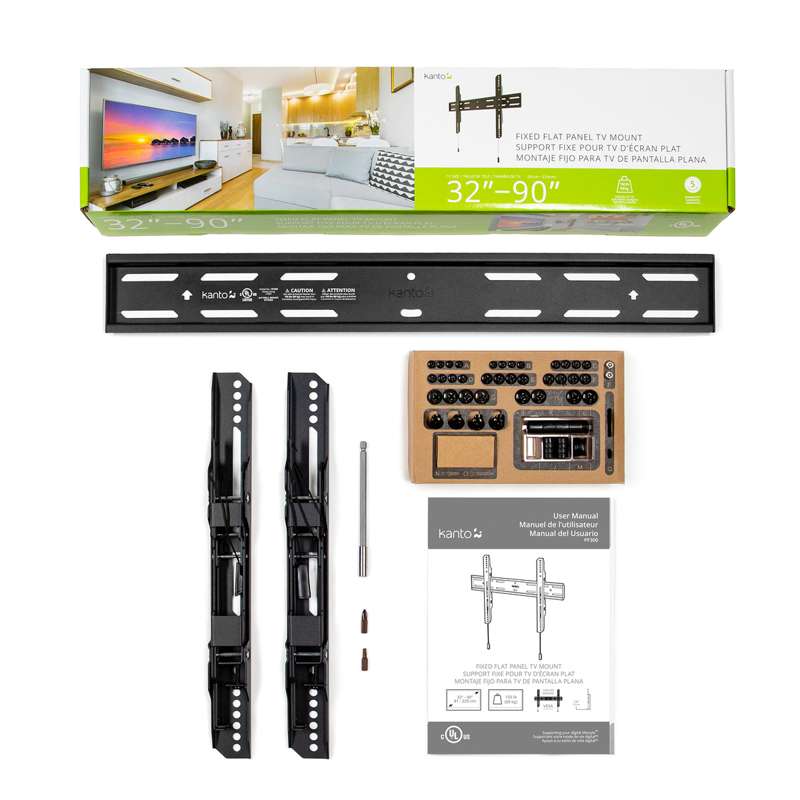Kanto Fixed Low-profile TV Wall Mount for 32-inch to 90-inch TVs - Black