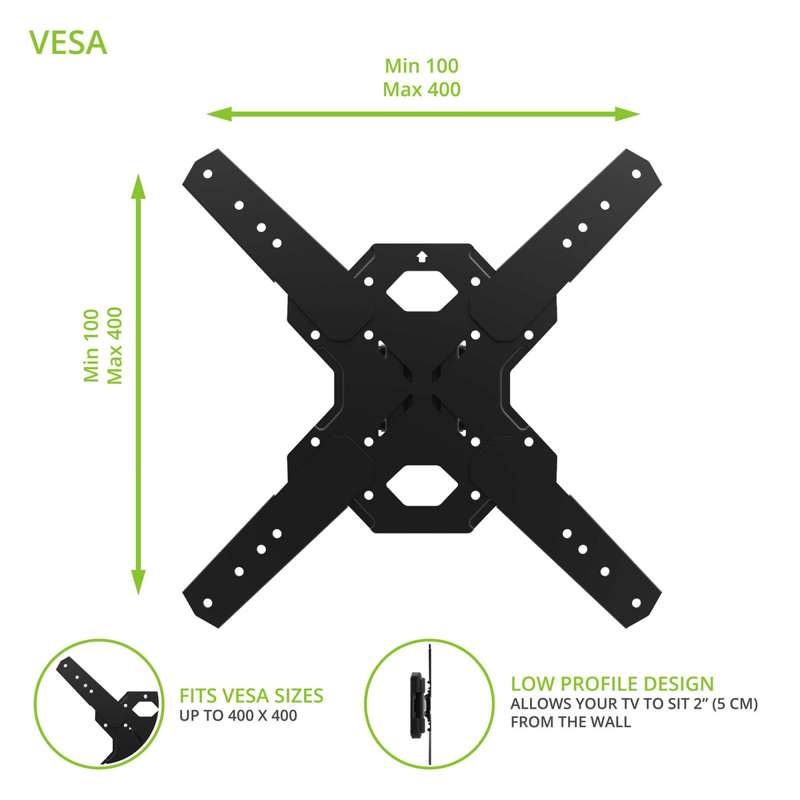 Kanto Full Motion TV Wall Mount for 26-inch to 60-inch TVs - Black