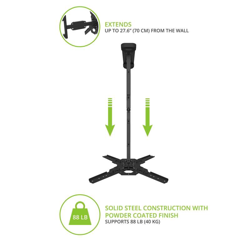 Kanto Full Motion TV Wall Mount for 37-inch to 60-inch TVs - Black