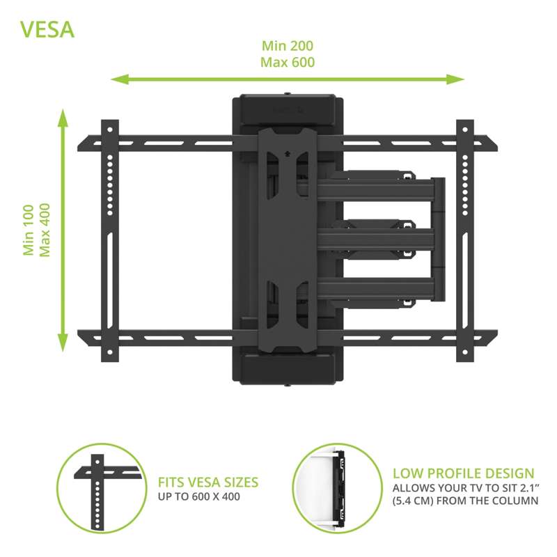 Kanto No Drill Column and Pillar TV Mount for 37" to 75" TVs -  Black