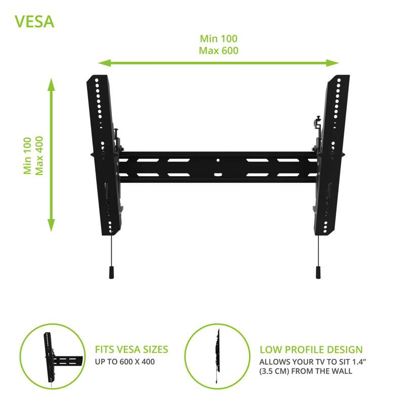 Kanto Tilting TV Mount for 32-inch to 90-inch TVs - Black