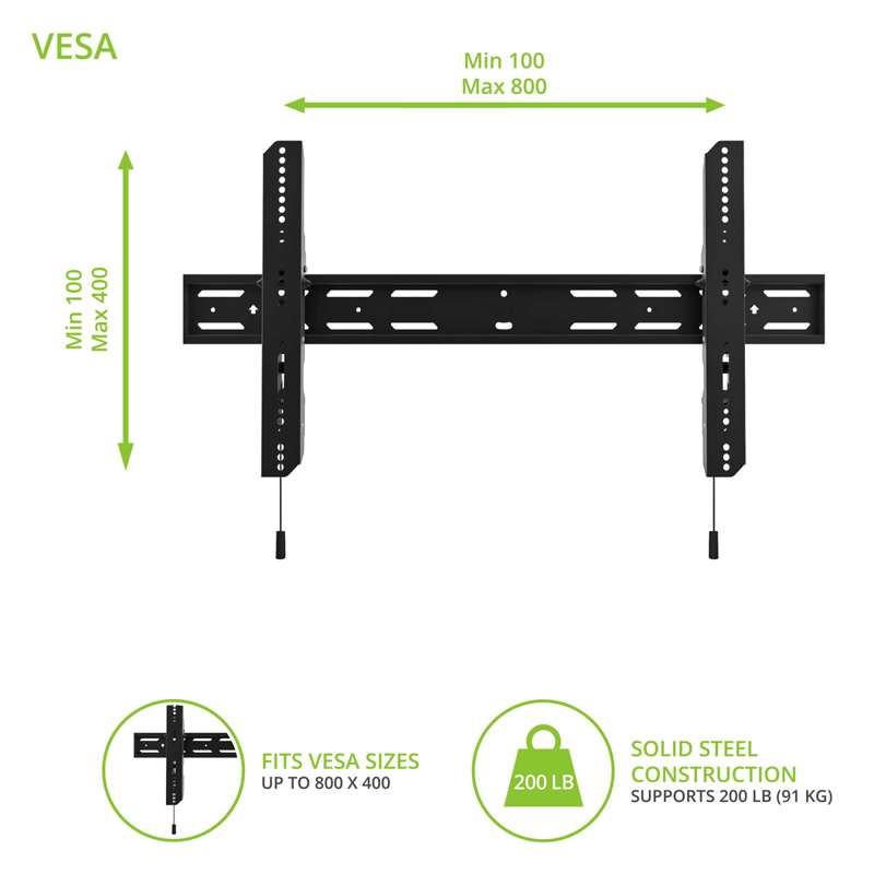 Kanto Tilting Low-Profile TV Mount for 40-inch to 90-inch TVs - Black