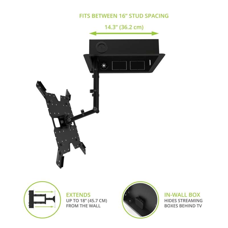Kanto Pro Series Recessed In-wall Full Motion Articulating TV Mount for 35" - 65" TVs