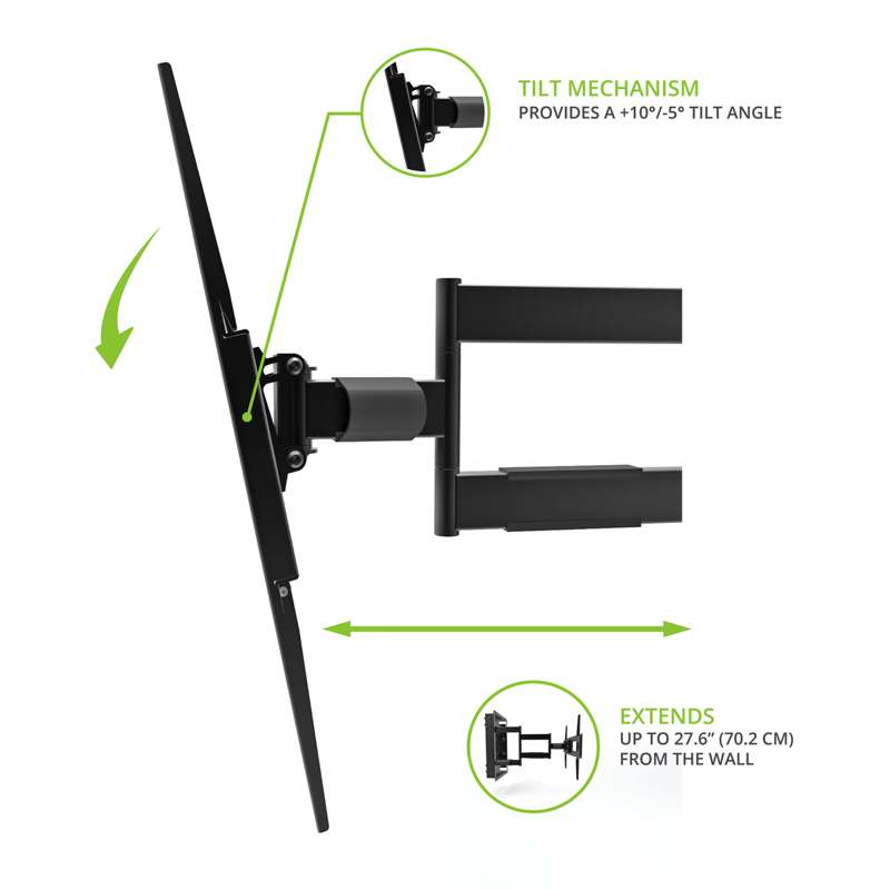 Kanto Recessed In-Wall Full Motion TV Mount for 46-inch to 80-inch TVs