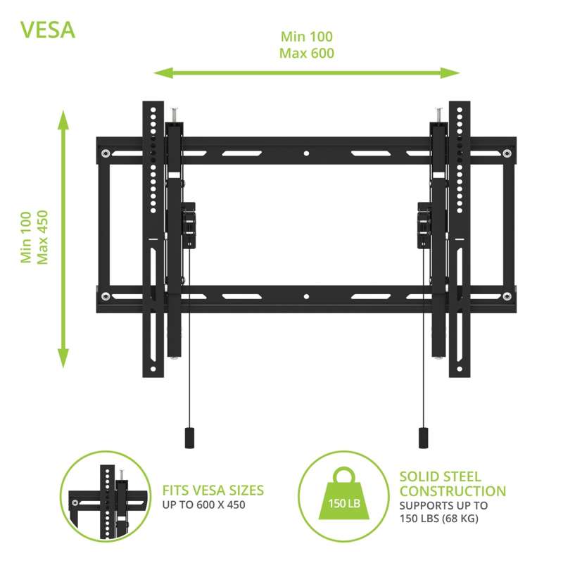 Kanto Extendable Tilting Outdoor Weatherproof Locking TV Wall Mount for 45" to 100" TVs