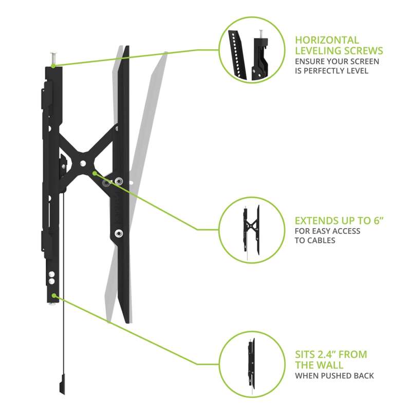 Kanto Extendable Tilting Outdoor Weatherproof Locking TV Wall Mount for 45" to 100" TVs