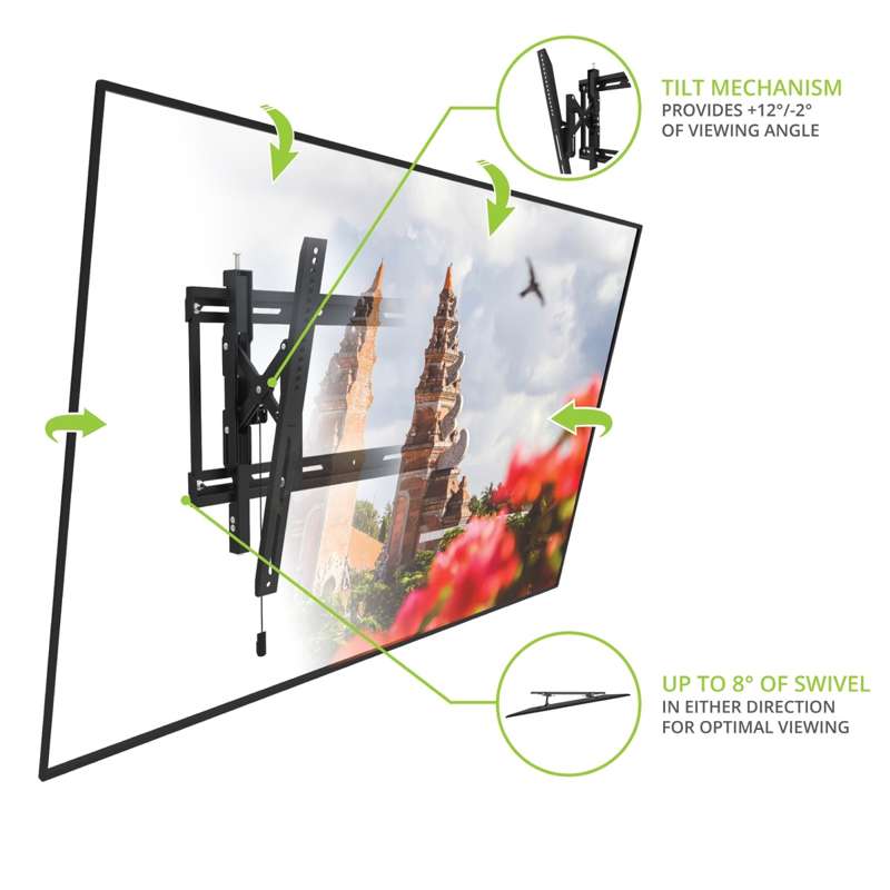 Kanto Extendable Tilting Outdoor Weatherproof Locking TV Wall Mount for 45" to 100" TVs