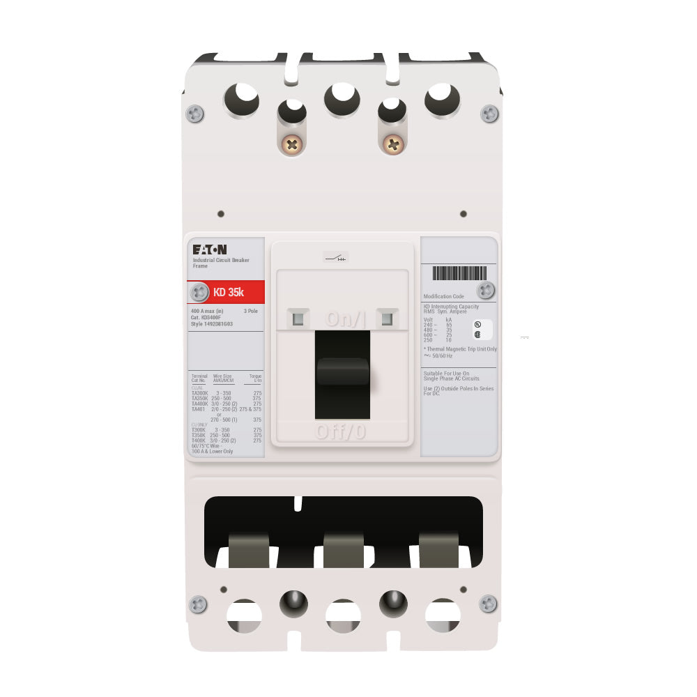 Eaton KD3400FS 400A 3-Pole Molded Case Circuit Breaker 600VAC KD Series