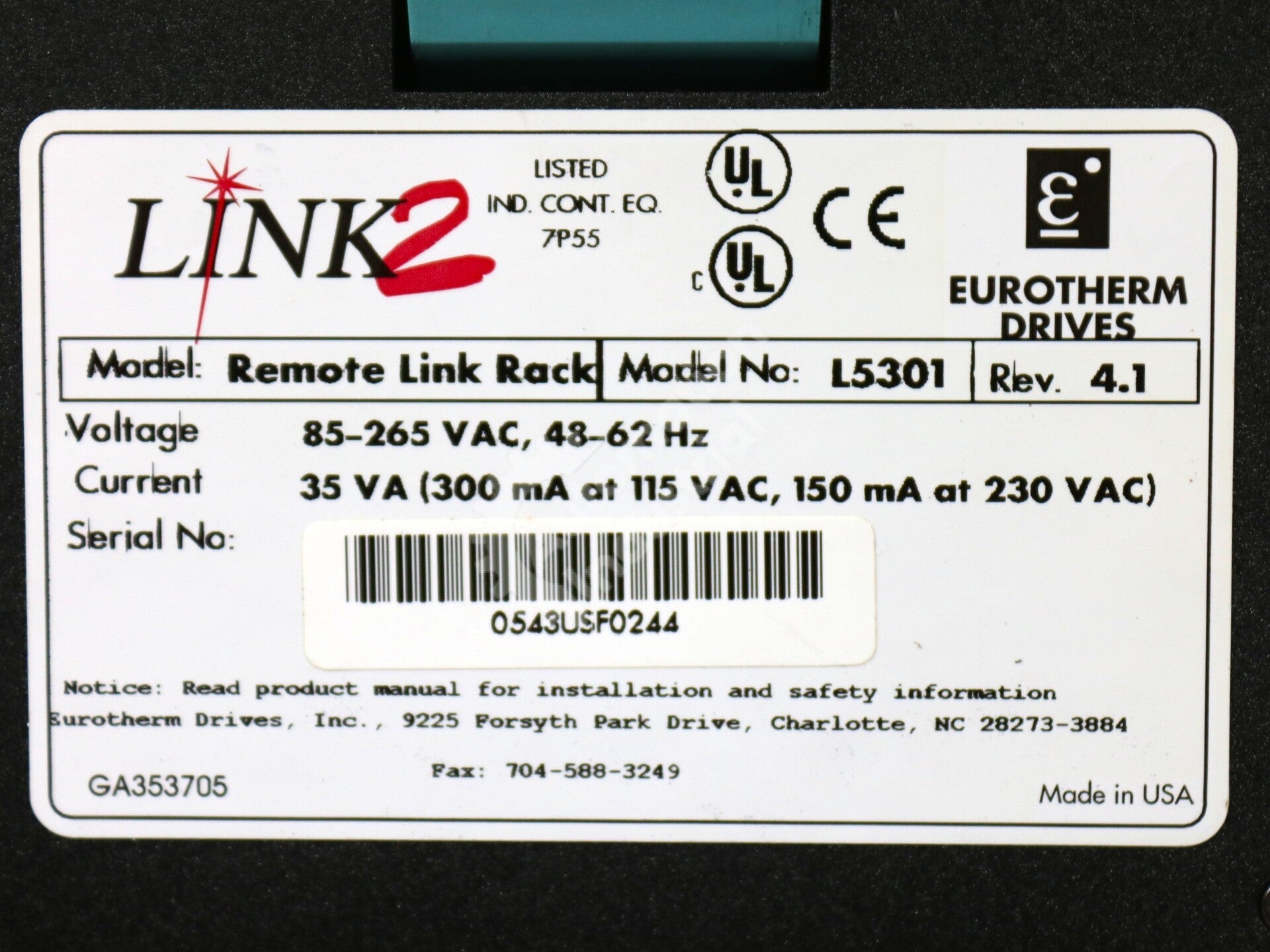 L5301 By Parker Eurotherm Remote LinkRack LinkStation