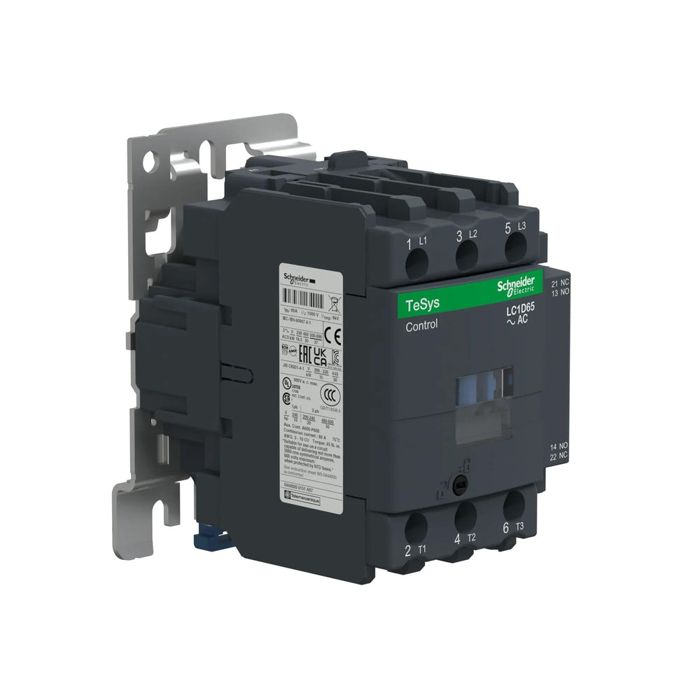 Schneider Electric LC1D65G7 IEC Contactor 65A 120V AC Coil TeSys D