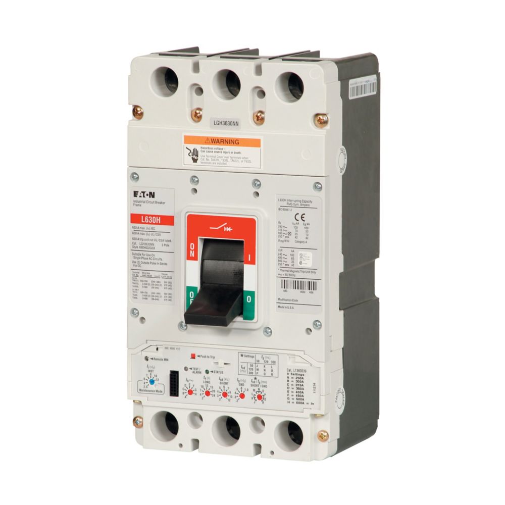 Eaton LGH3630NNWC Series G 630A 3-Pole Molded Case Circuit Breaker Frame Only