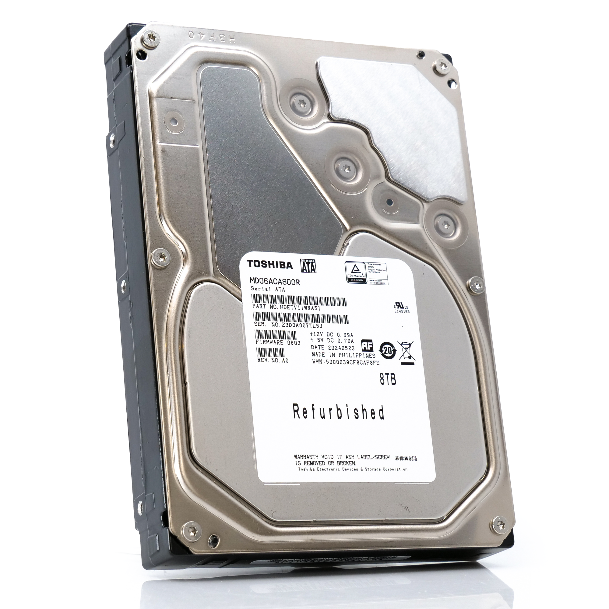 Toshiba MD06 MD06ACA800R 8TB 7.2K RPM SATA 6Gb/s Desktop 3.5in Recertified Hard Drive