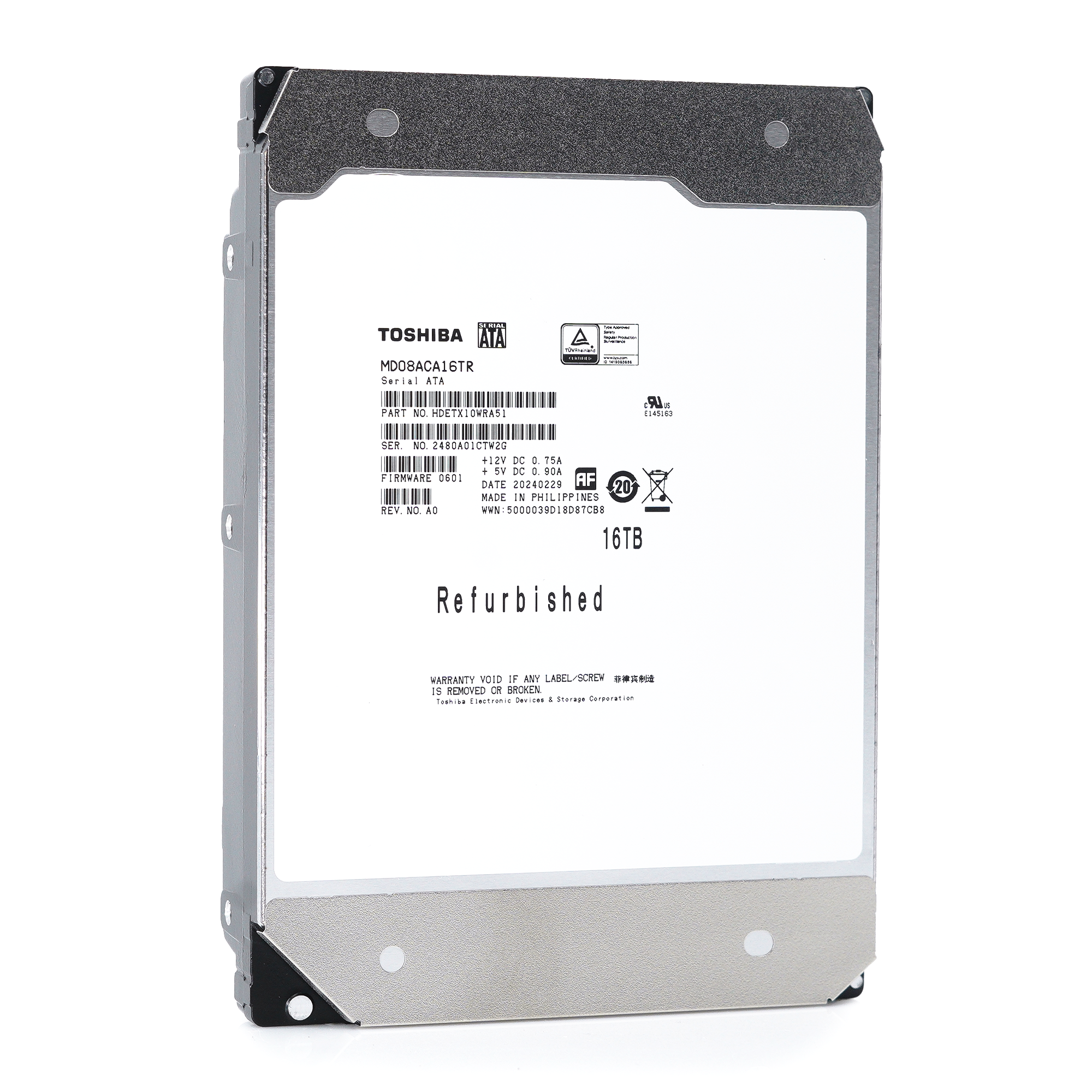 Toshiba MD08 MD08ACA16TR 16TB 7.2K RPM SATA 6Gb/s 512e Desktop 3.5in Hard Drive