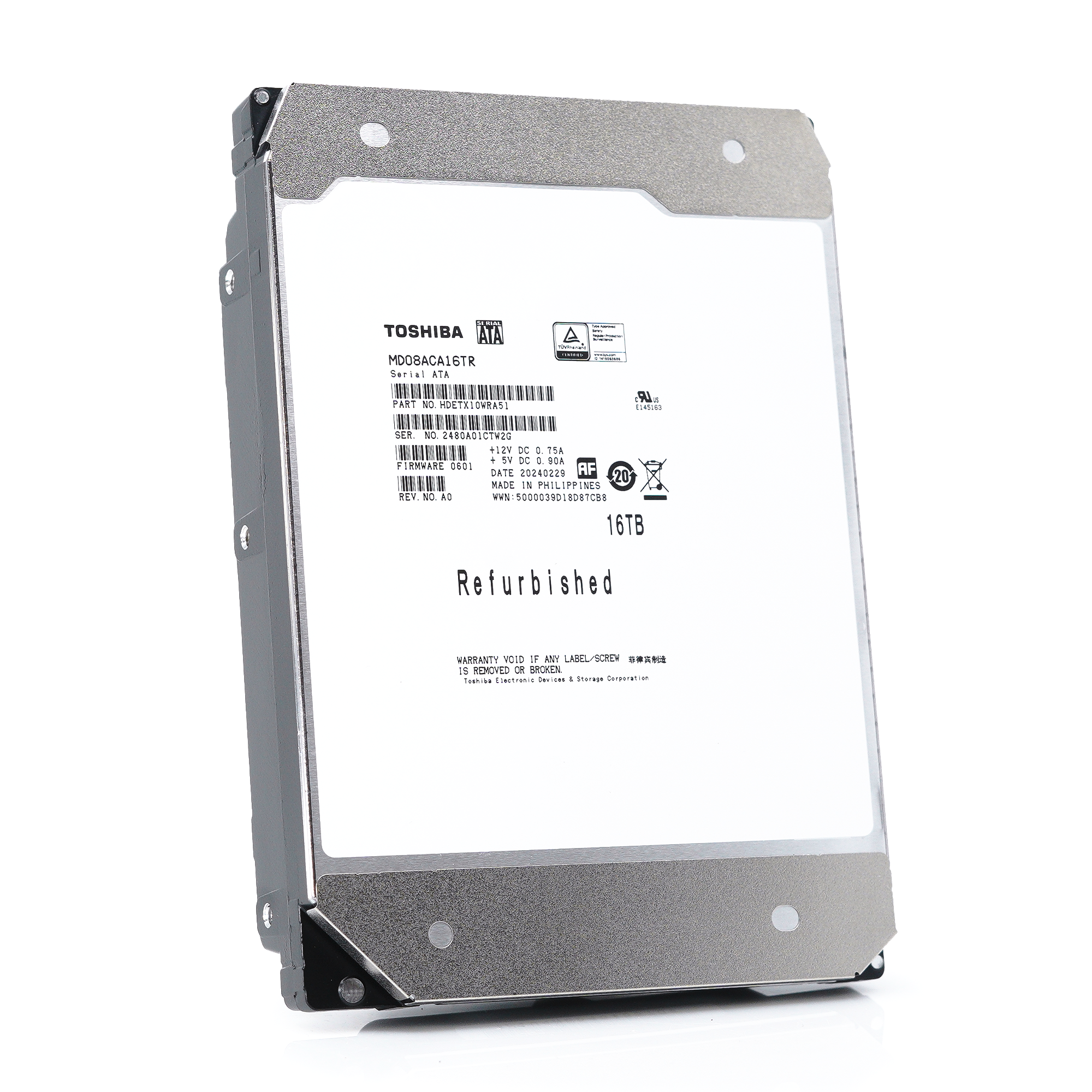 Toshiba MD08 MD08ACA16TR 16TB 7.2K RPM SATA 6Gb/s 512e Desktop 3.5in Refurbished HDD