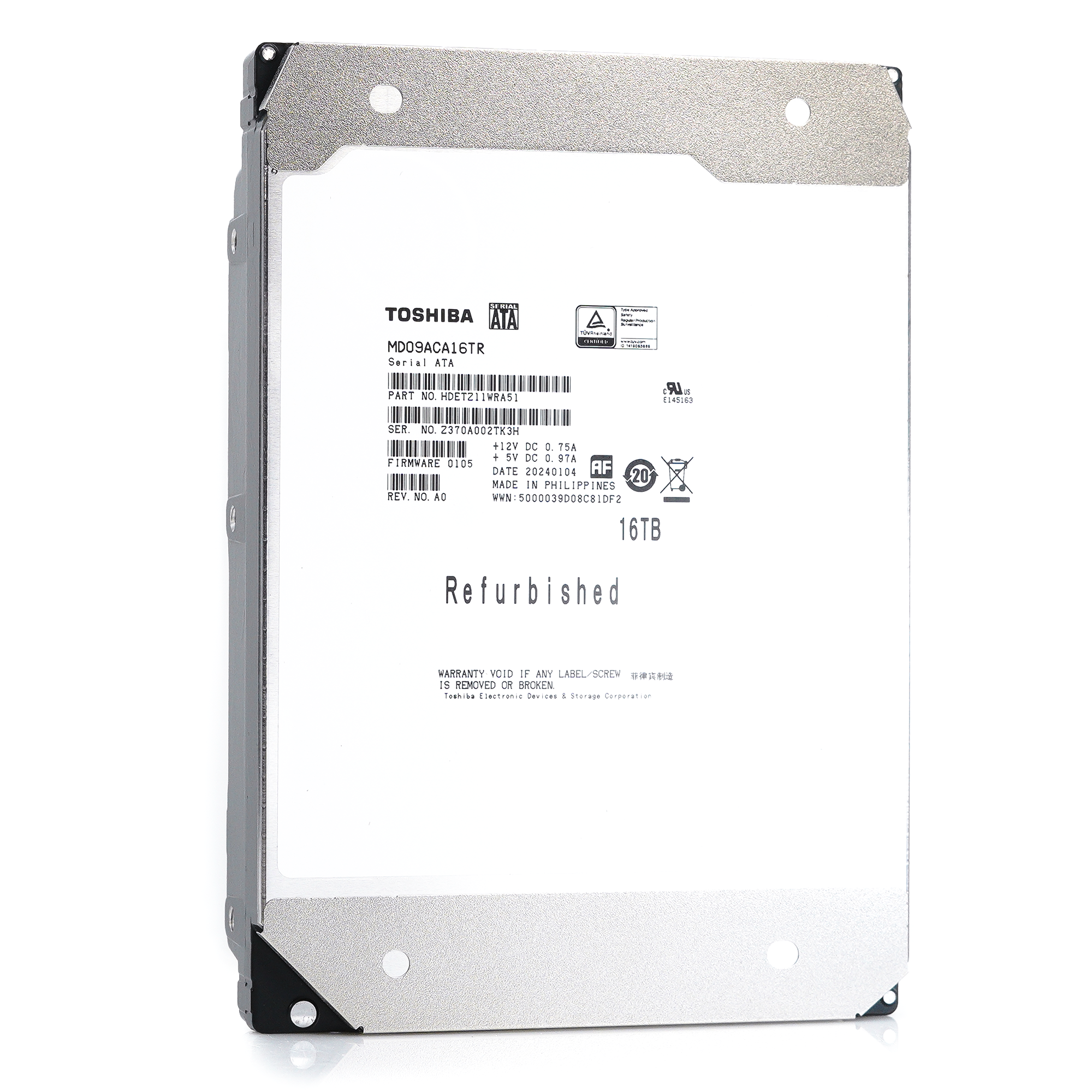 Toshiba MD09 MD09ACA16TR 16TB 7.2K RPM SATA 6Gb/s 512e Desktop 3.5in Hard Drive