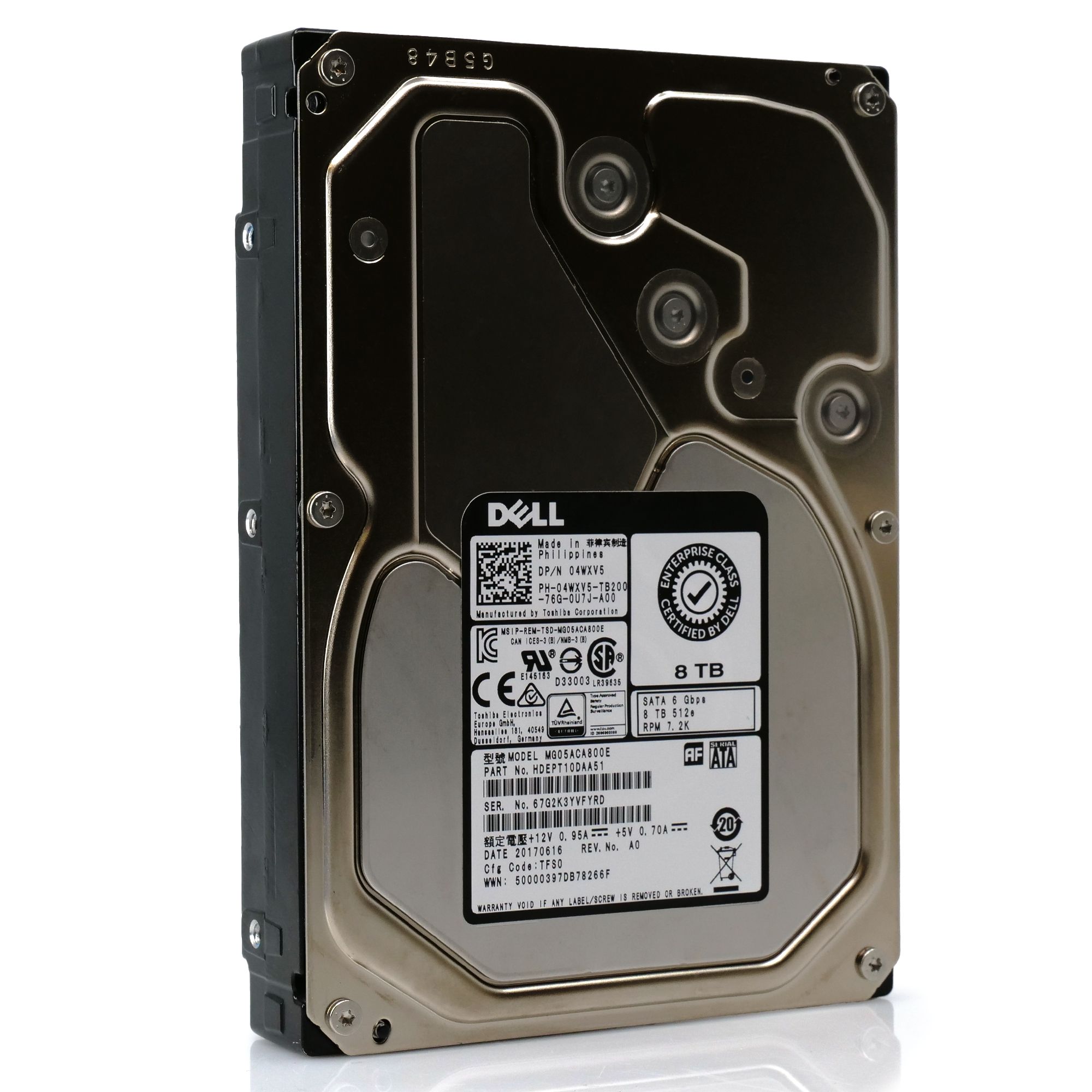 Toshiba MG05 MG05ACA800E 8TB 7.2K RPM SATA 6Gb/s 512e 3.5in Refurbished HDD