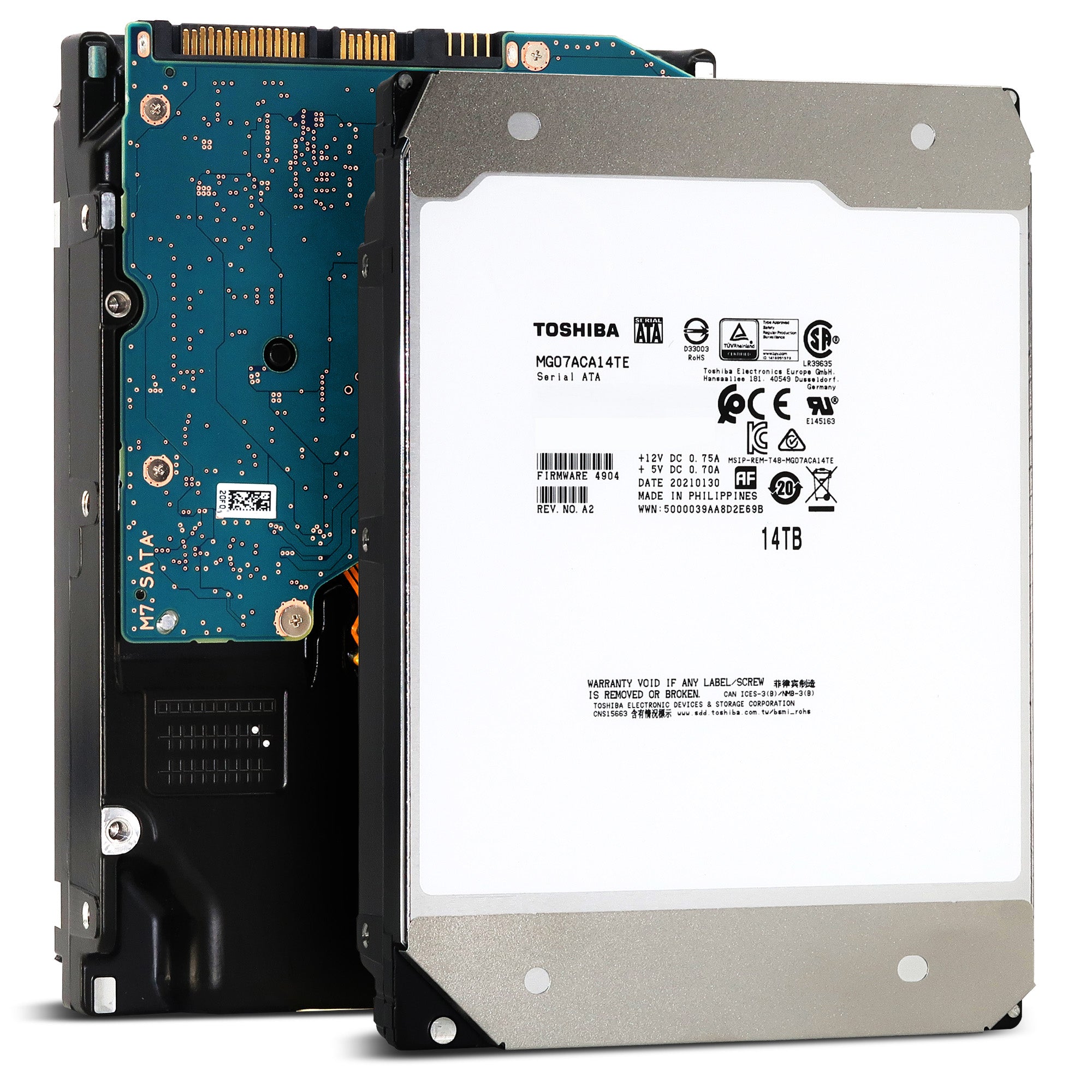 Toshiba MG Series MG07ACA14TE 14TB 7.2K RPM SATA 6Gb/s 512e 3.5in Refurbished HDD