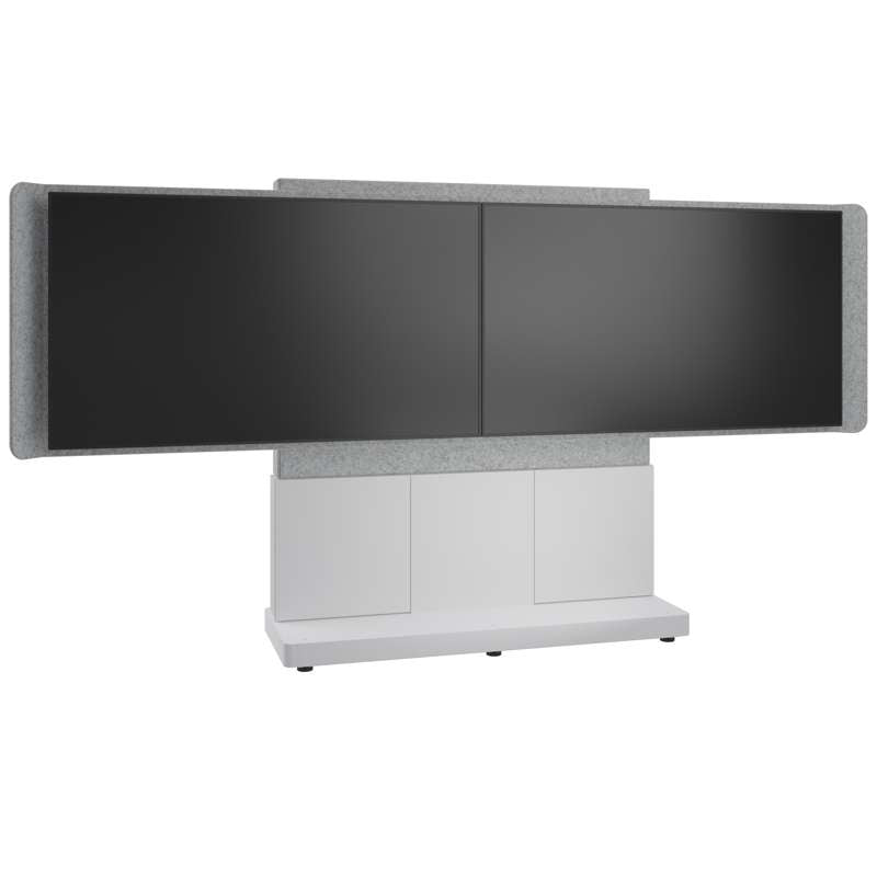 Middle Atlantic Forum Free-Standing 66" (3 Bay) Display Stand for (2) 66" to 75" Display, Light Finish