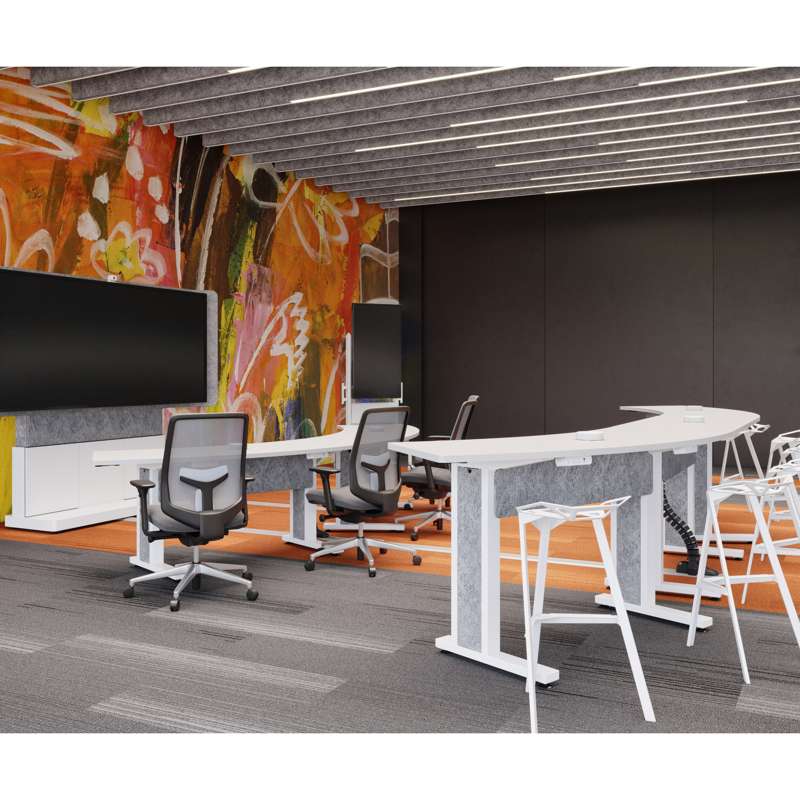 Middle Atlantic Forum Floor-to-Wall Mounted 66" (3 Bay) Display Stand for (1) 105" 21:9 Ultra-Wide Display, Light Finish