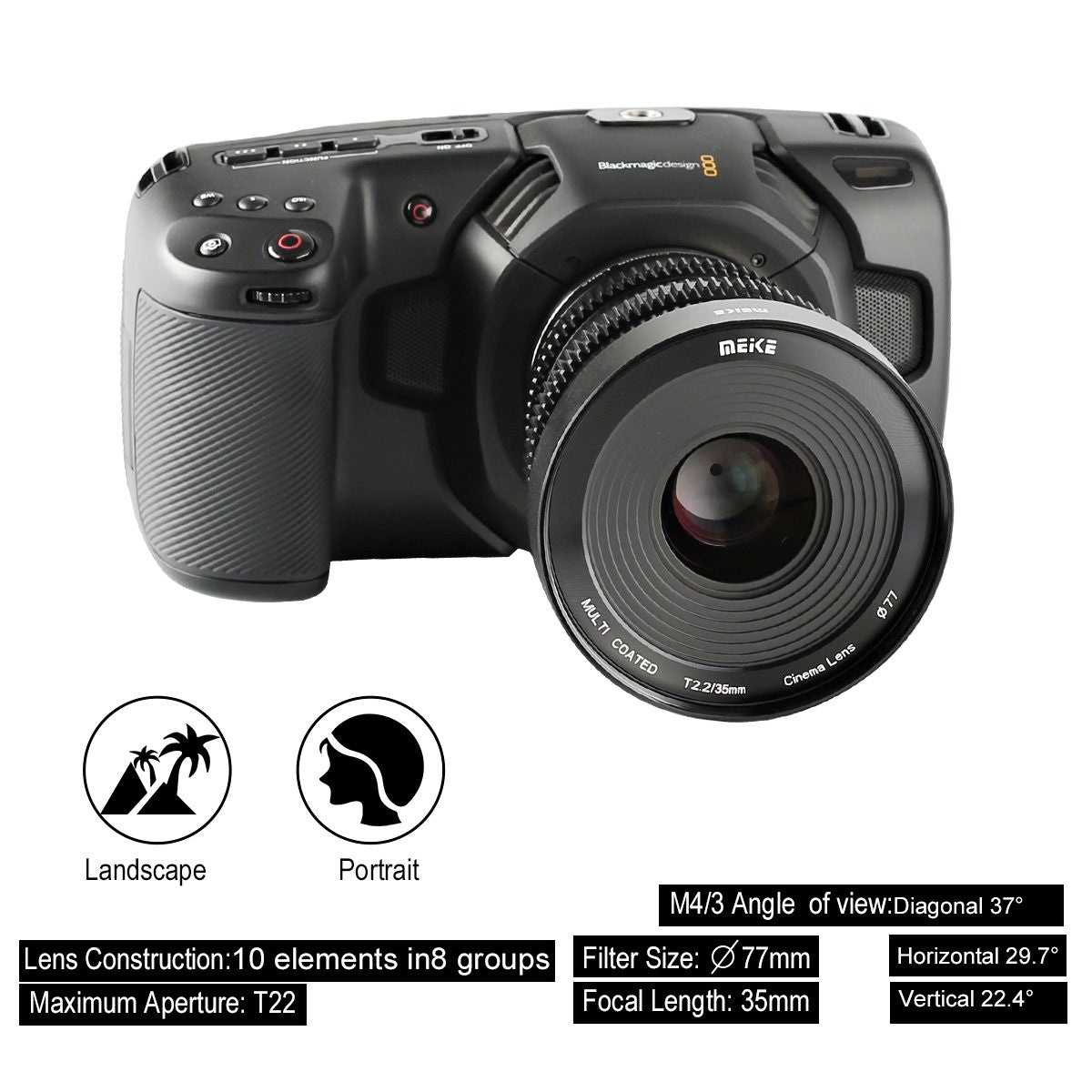 Meike Cinema Prime 35mm T2.2 M4/3 Lens (MFT Mount)