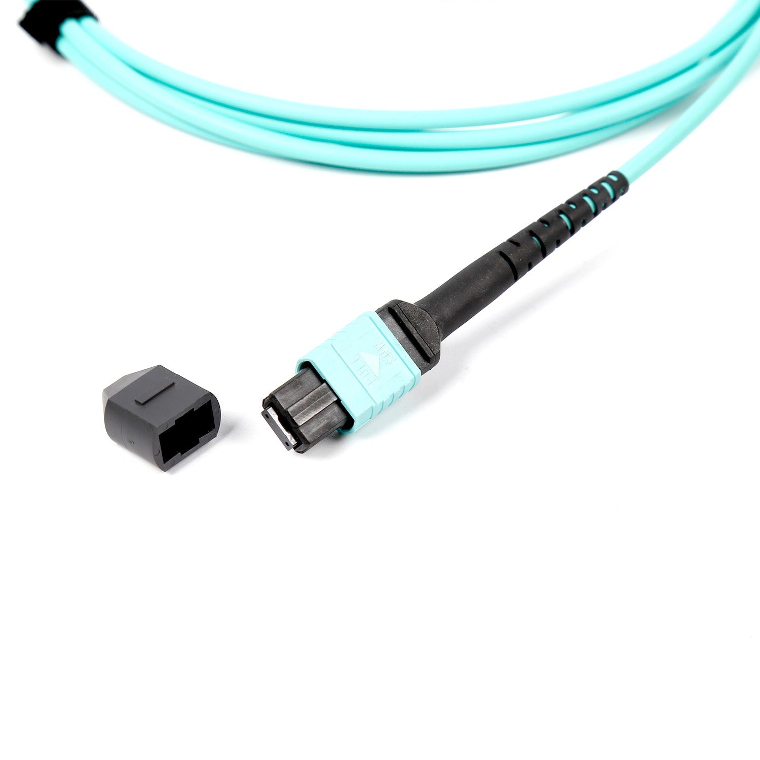 NSComm MPO 12F to 2xMPO 4F APC Breakout Cables, 8 Fibers, Multimode (OM3), OFNR, Low Loss, Polarity Type B