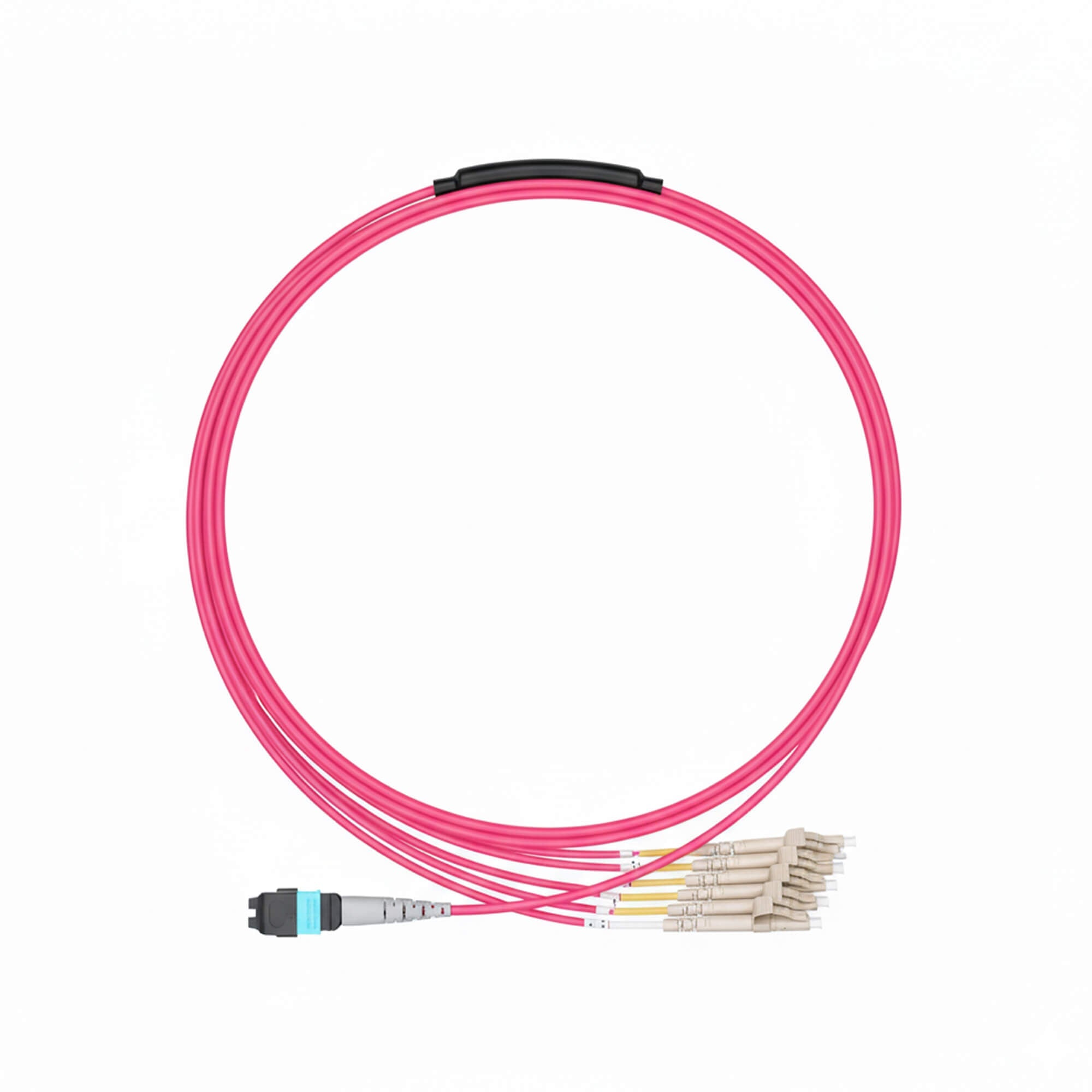 NSComm MPO 12F UPC to 4xLC UPC Duplex Harness Cables, 8 Fibers, Multimode (OM4), OFNR, Crossover