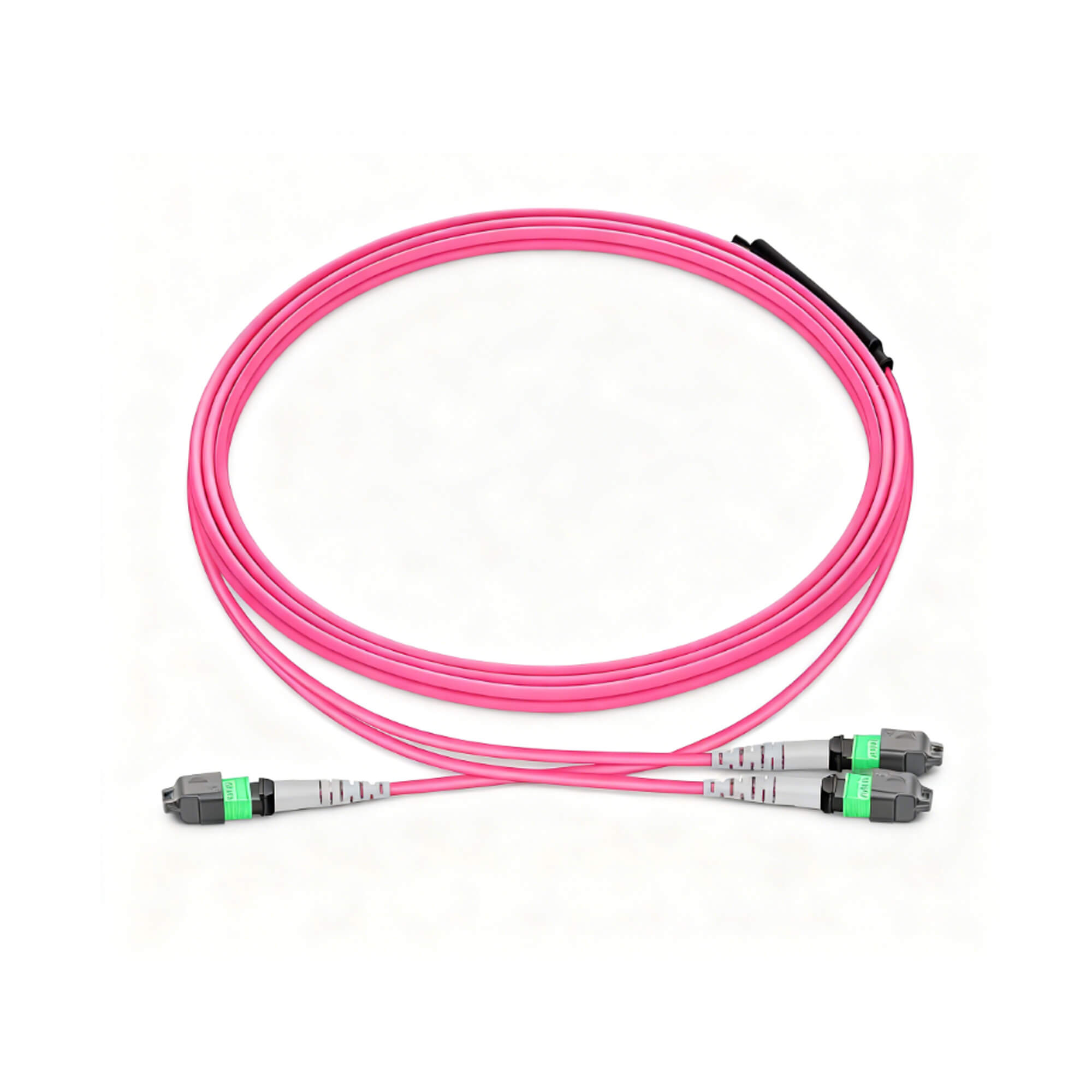 NSComm MPO 16F APC to 2xMPO 8F APC Breakout Cables, 8 Fibers, Multimode (OM4), OFNR, Crossover