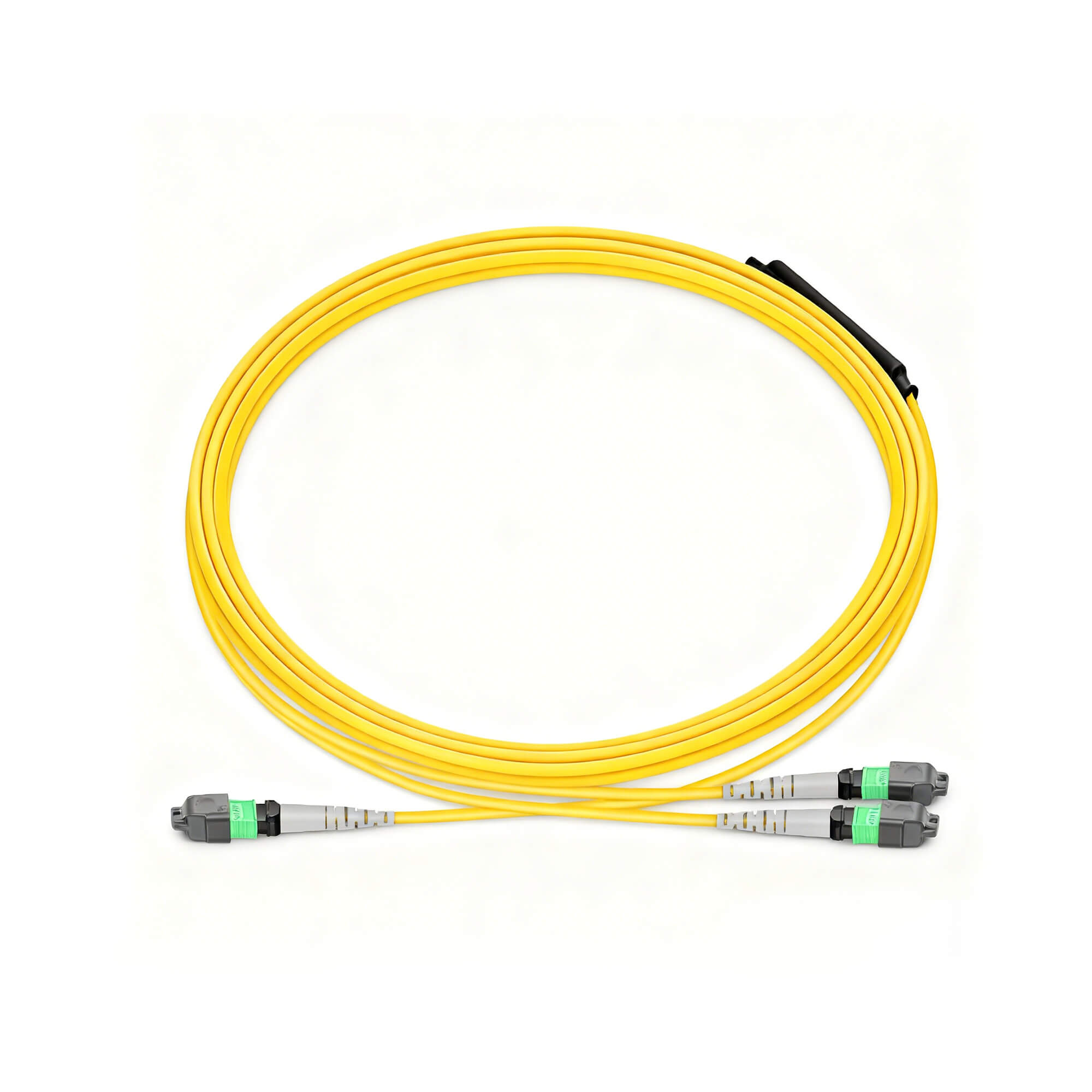 NSComm MPO 16F APC to 2xMPO 8F APC Breakout Cables, 8 Fibers, Singlemode (OS2, G.657.A1), OFNR, Crossover
