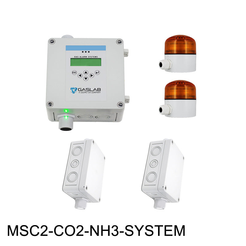 CO2 & NH3 Fixed Gas Detection System for Refrigeration Systems | Ammonia & CO2 Leak Detection with Alarms