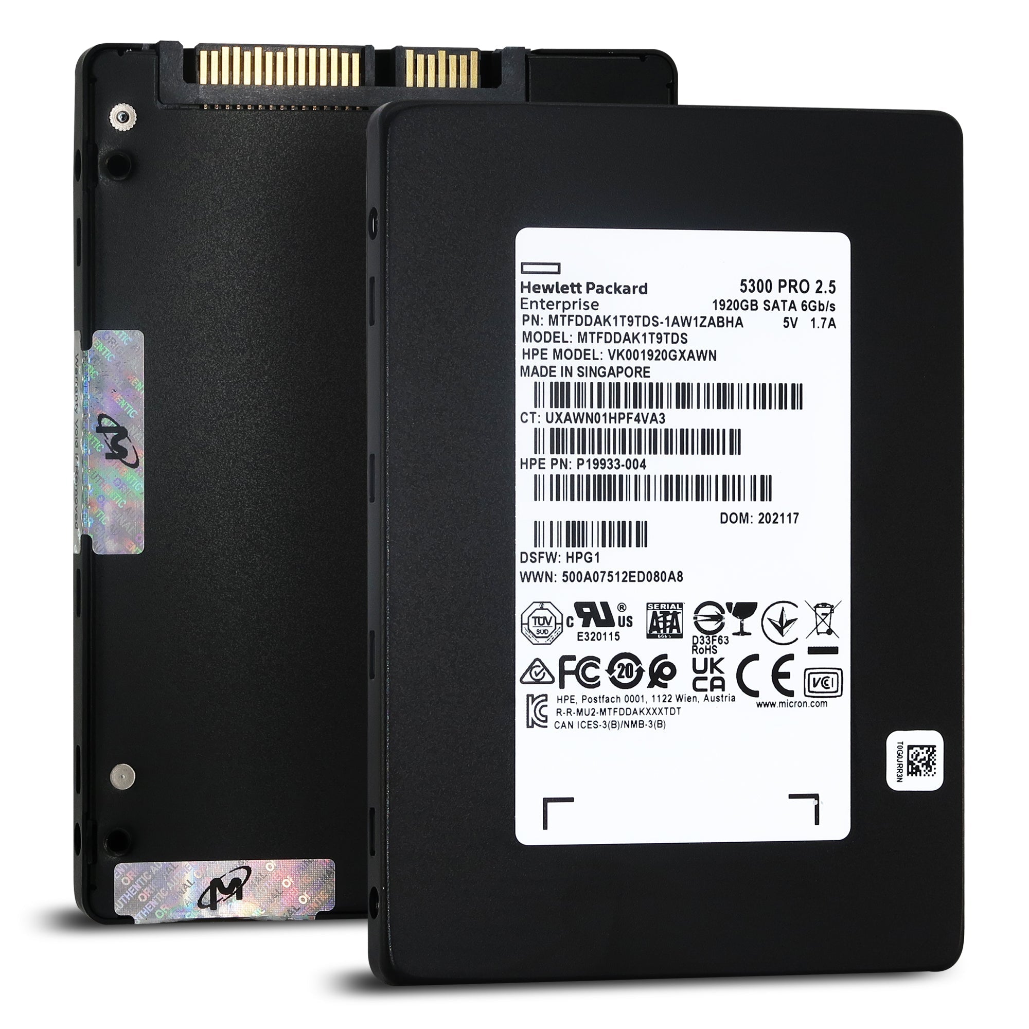 Micron 5300 PRO MTFDDAK1T9TDS-1AW1ZABHA P19933-004 1.92TB SATA 6Gb/s 3D TLC 2.5in Solid State Drive