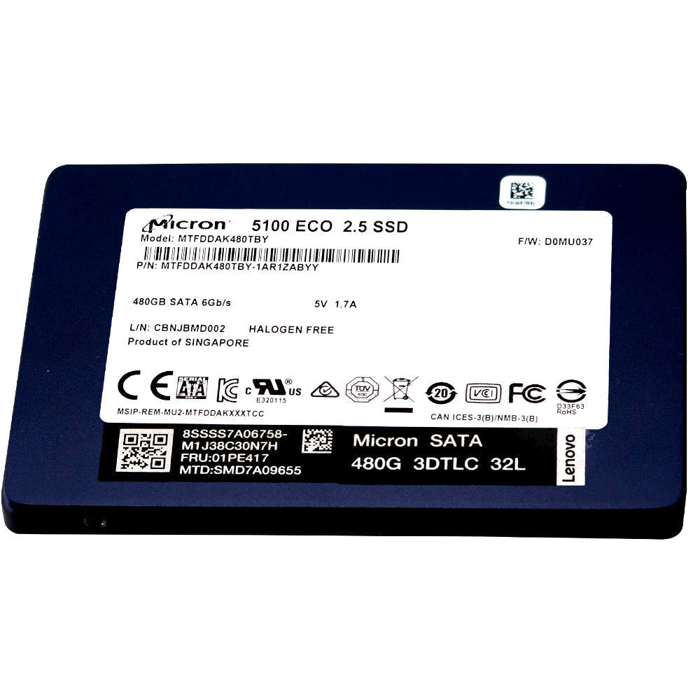 Lenovo 5100 Eco MTFDDAK480TBY-1AR1ZAB 01PE417 480GB SATA 6Gb/s 2.5in Solid State Drive