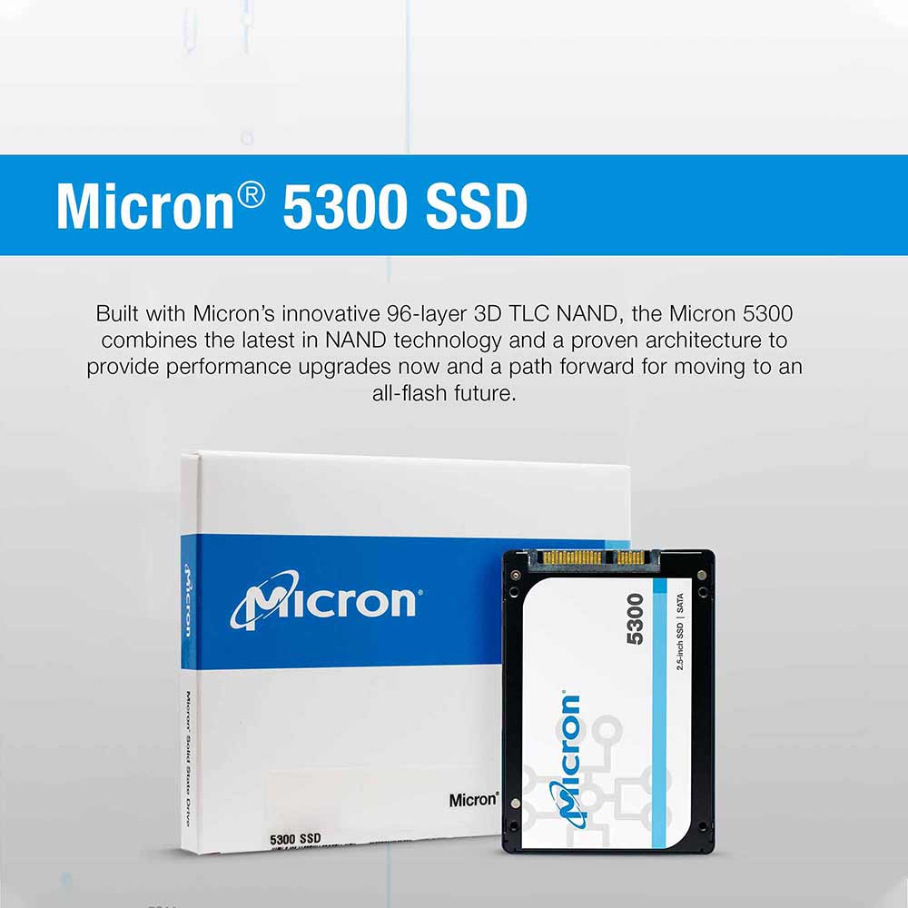 Micron 5300 Pro MTFDDAK960TDS-1AW1ZABYY 960GB SATA 6Gb/s 3D TLC 2.5in Refurbished SSD
