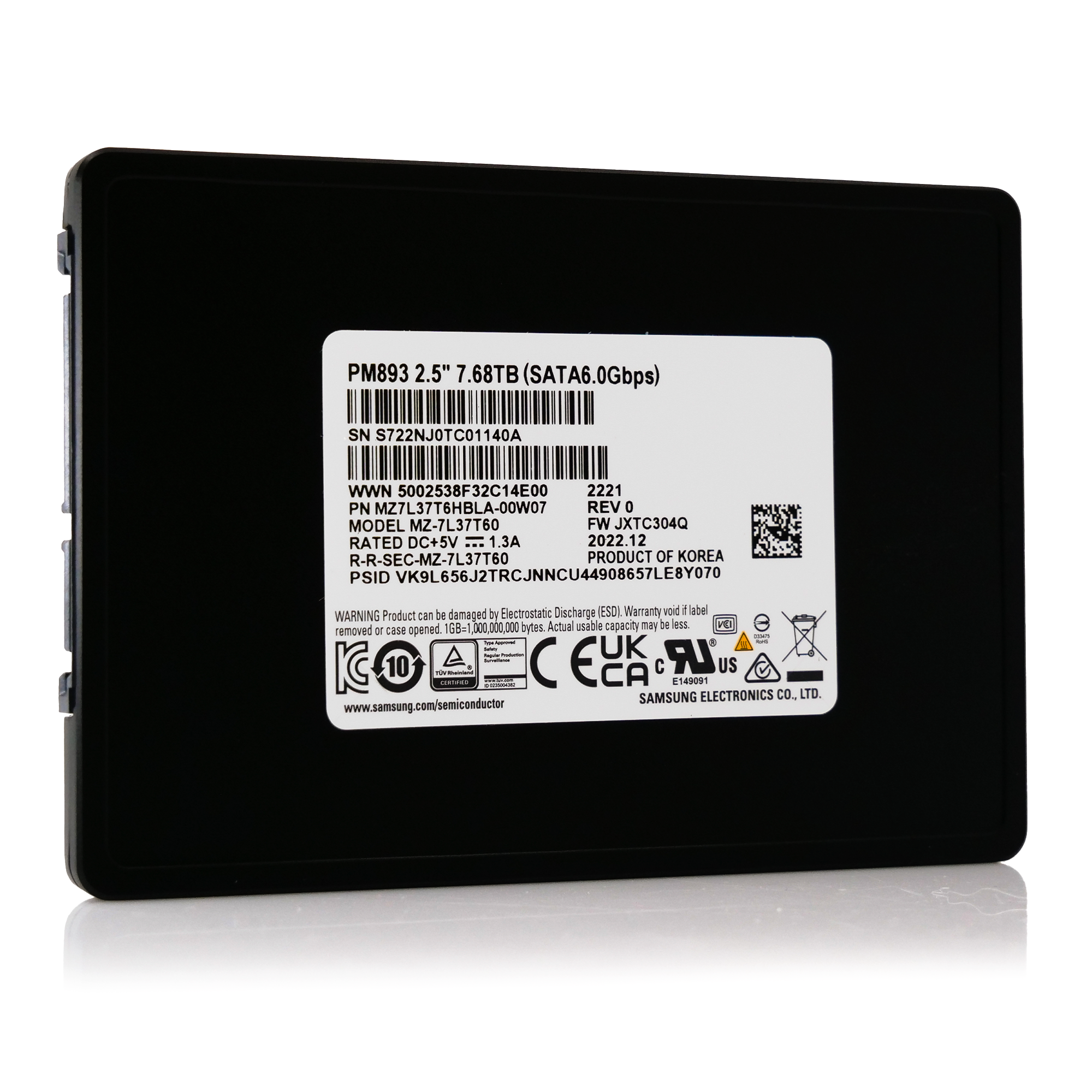 Samsung PM893 7.68TB SATA 6Gb/s 2.5in Enterprise Solid State Drive MZ-7L37T60 MZ7L37T6HBLA