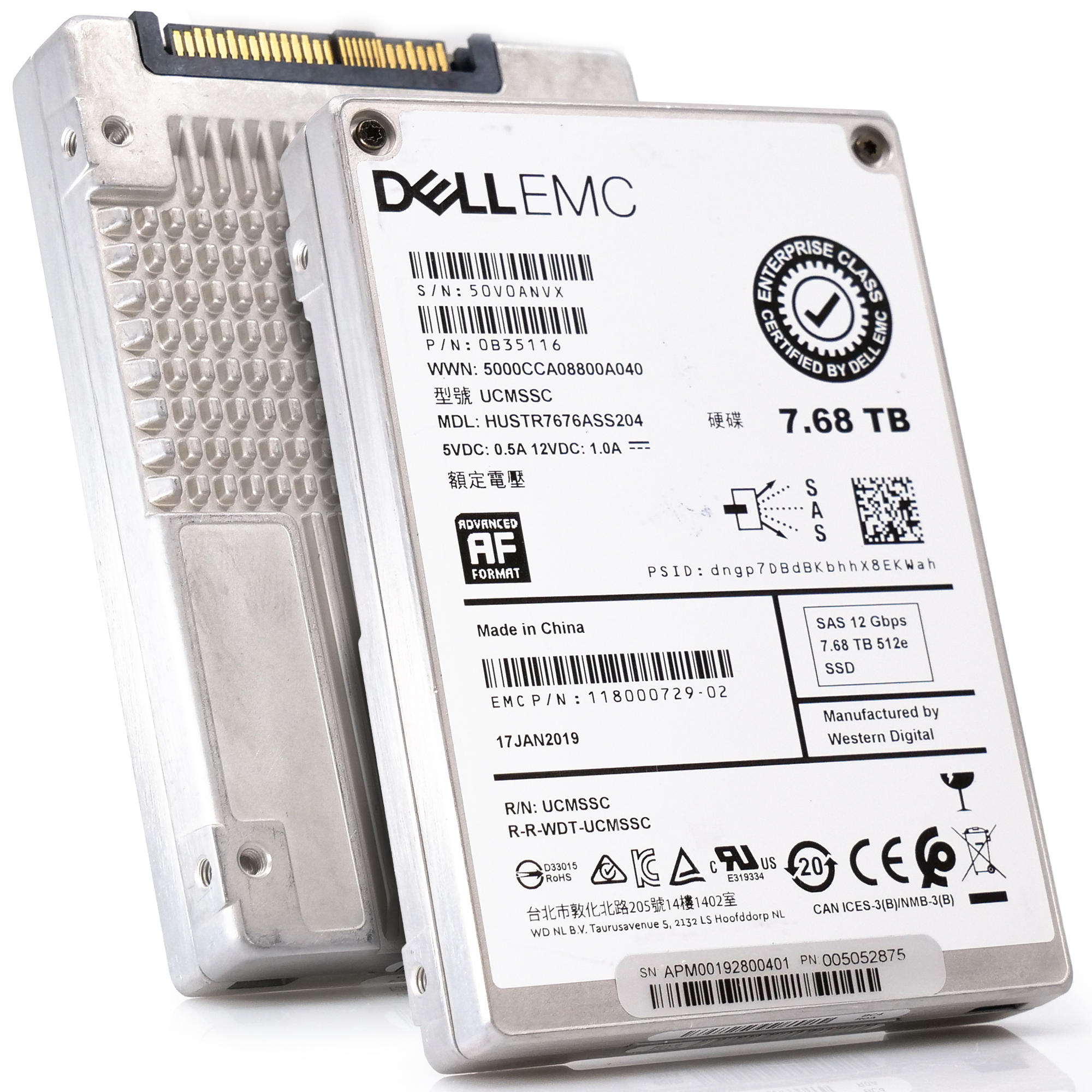 Western Digital / Dell Ultrastar SS300 HUSTR7676ASS204 0B35116 7.68TB SAS 12Gb/s 512e 1DWPD Read Intensive 2.5in Recertified Solid State Drive