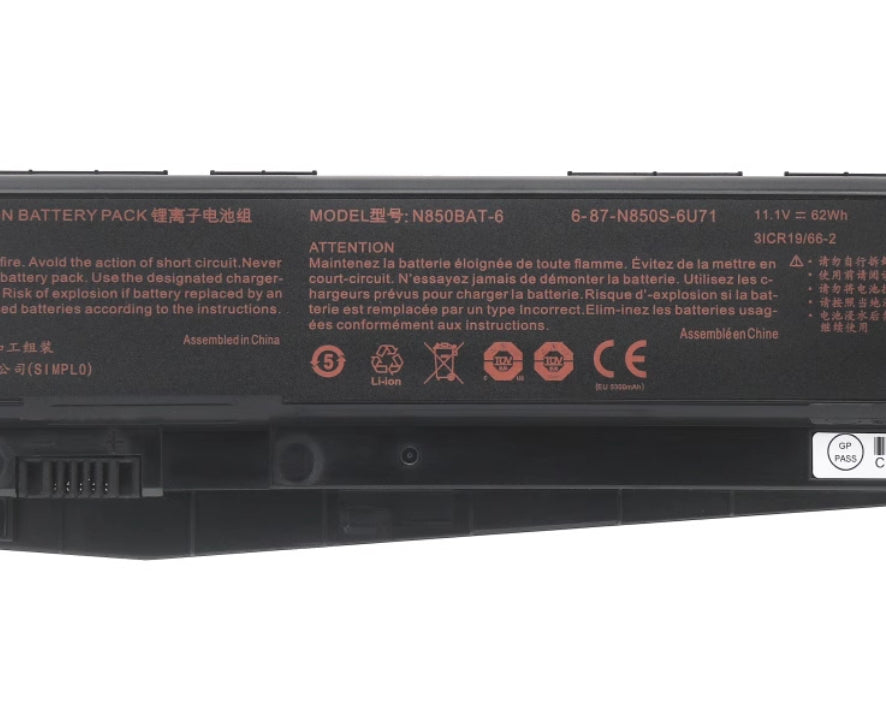 Clevo N850BAT-6 6-87-N850S-6U71 N857HJ1 Hasee Z7M T6Ti-X7 Battery